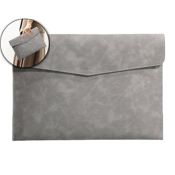 VQPeo A4 Magnetic Closure File Bag, Artificial Leather Document Folder, Waterproof Stitched Briefcase for Office, Business