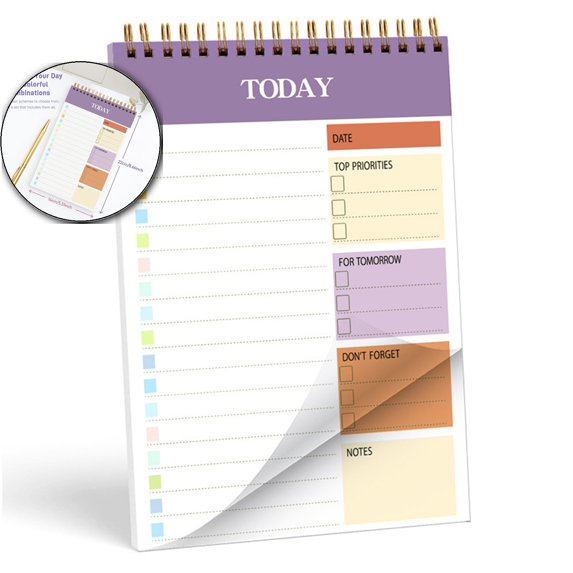 VQPeo A5 Coil Daily Planner, High Color Notebook, Portable Learning Schedule Book for Organization