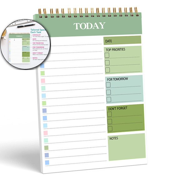 VQPeo A5 Coil Daily Planner, High Color Notebook, Portable Learning Schedule Book for Organization