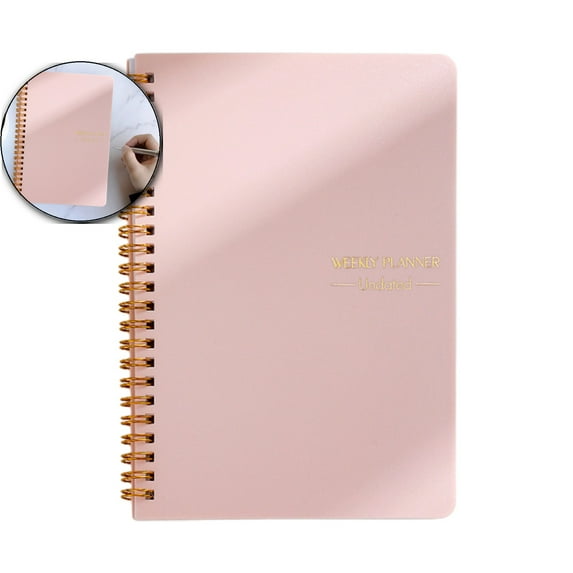 VQPeo A5 Weekly Planner Notebook with Lined Pages - Hardcover 52-Week Schedule Organizer for Daily Planning, Goal Setting & Note Taking