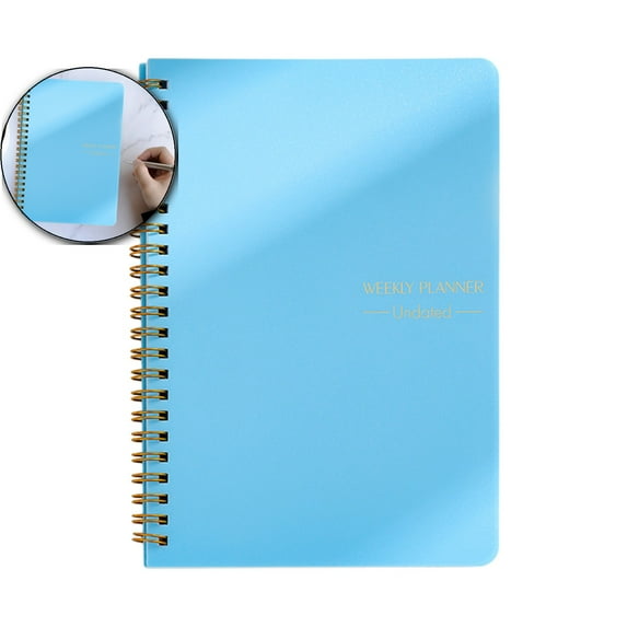 VQPeo A5 Weekly Planner Notebook with Lined Pages - Hardcover 52-Week Schedule Organizer for Daily Planning, Goal Setting & Note Taking