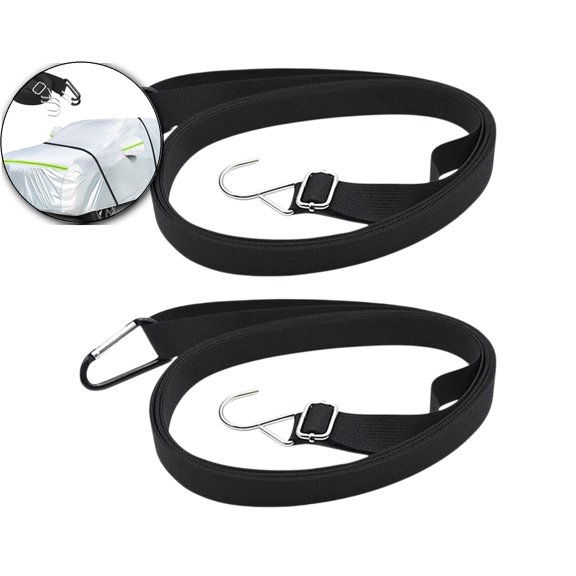 VQPeo Adjustable Flat Bungee Cords with Hooks, Heavy Duty Elastic Long Straps Latex Luggage Rope, Anti-Rust Metal Buckle, Perfect for Securing Loads