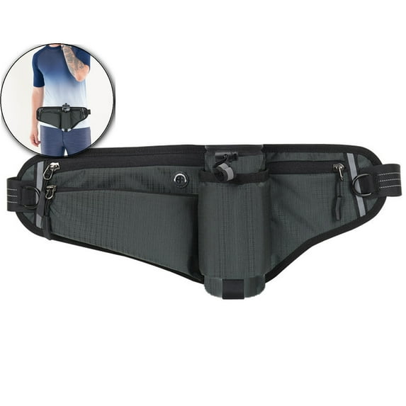 VQPeo Adjustable Hydration Running Belt Bag with Foldable Water Bottle Holder, Water Resistant Pouch for Marathon, Jogging, Cycling, Biking, Hiking