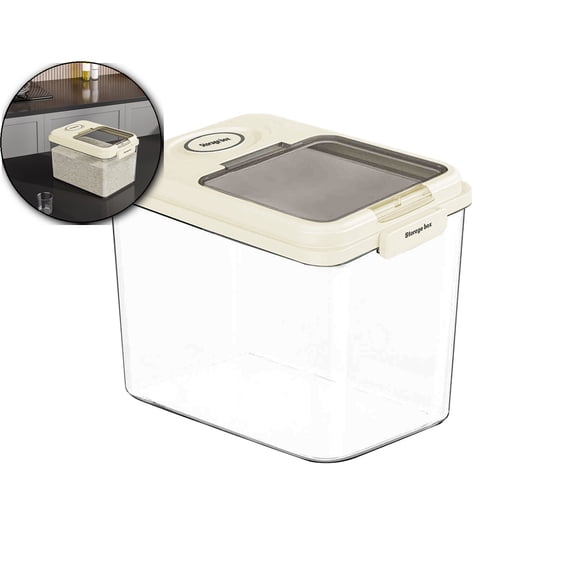 VQPeo Airtight Bin Translucent Dry Food Grain Storage Barrels Sealed Bucket, Airtight Rice Storage Container with Measuring Cup, Kitchen and Pantry Canister for Rice, Flour, Sugar