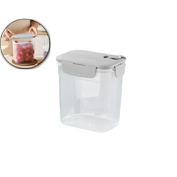 VQPeo Airtight Food Storage Container - Large Capacity Clear Plastic Kitchen Pantry Jar for Snacks, Dry Goods & Meal Prep, Humidity-Proof & Stackable Food Grade Container