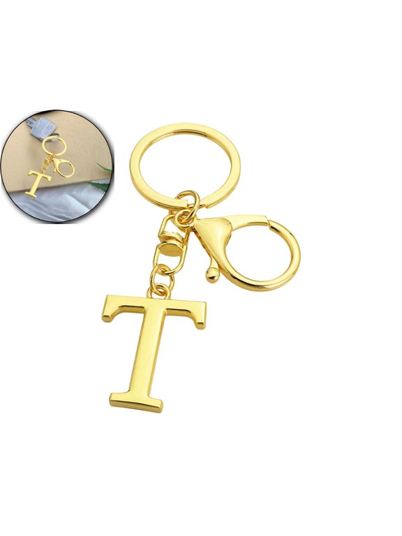 Alphabet Metal Keychain, Golden Letter Pendant Charm, Personalized Bag Accessory for Christmas Gifts & Daily Key Organization