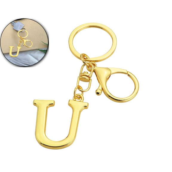 VQPeo Alphabet Metal Keychain, Golden Letter Pendant Charm, Personalized Bag Accessory for Christmas Gifts & Daily Key Organization