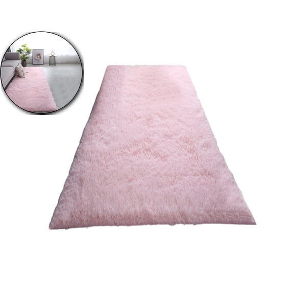 VQPeo Area Rugs, Runner Rug, Shag Area Rug Modern Indoor Soft Shaggy Fuzzy Floor Carpet for Bedroom, 62.9x31.5 Inch, Pink