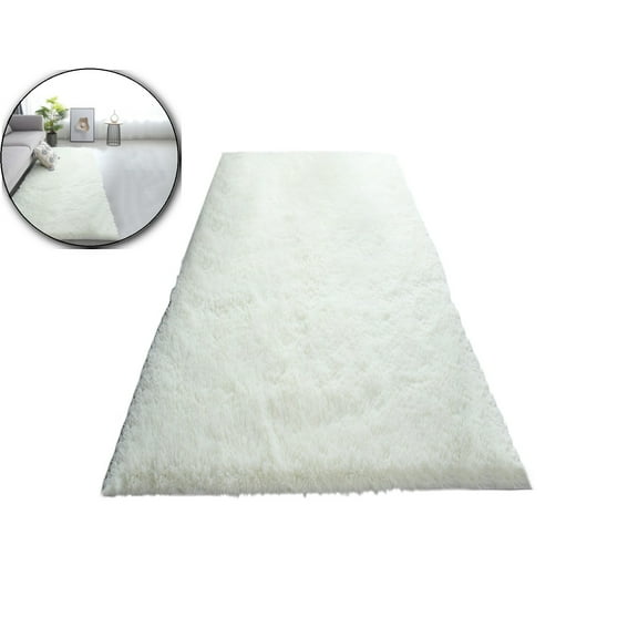 VQPeo Area Rugs, Runner Rug, Shag Area Rug Modern Indoor Soft Shaggy Fuzzy Floor Carpet for Bedroom, 62.9x31.5 Inch, White