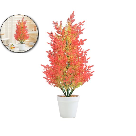 VQPeo Artificial Cedar Tree, Realistic Simulated Christmas Tree with Foliage, Festive Decor for Living Room, Bedroom & Office – Includes White Pot