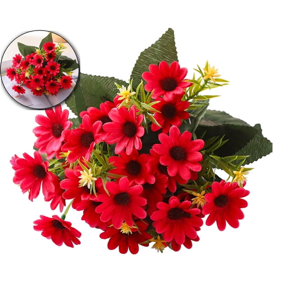 VQPeo Artificial Daisy Silk Realistic Wildflowers Bouquet, Fake Flowers Daisies Bunches Plants for Outdoors Decoration Indoor Vase Fill Table Centerpieces Arrangements Wedding Garden Décor