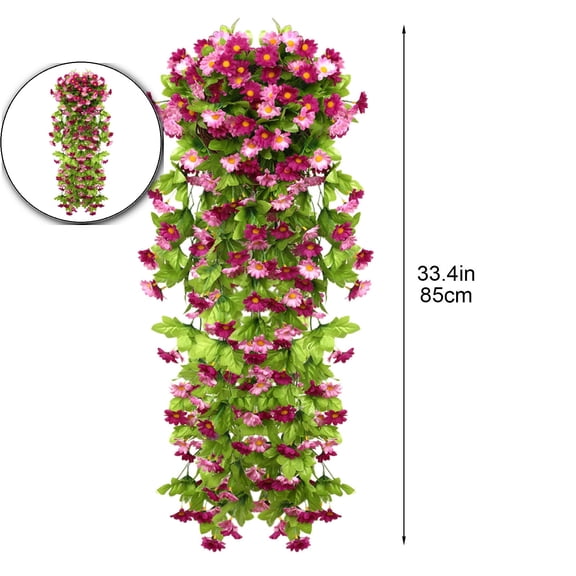 VQPeo Artificial Fake Hanging Flowers Plants for Outdoor Spring Decoration, Faux Silk Violet UV Resistant Look Real Trailing Vines for Outside Home Planter Porch Patio
