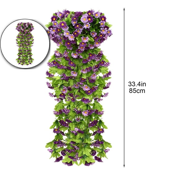VQPeo Artificial Fake Hanging Flowers Plants for Outdoor Spring Decoration, Faux Silk Violet UV Resistant Look Real Trailing Vines for Outside Home Planter Porch Patio