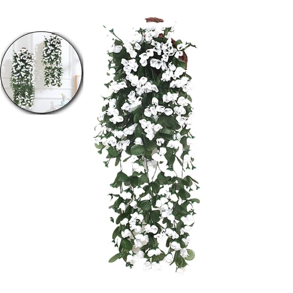 VQPeo Artificial Fake Hanging Flowers Plants for Outdoor Spring Decoration, Faux Silk Violet UV Resistant Look Real Trailing Vines for Outside Home Planter Porch Patio