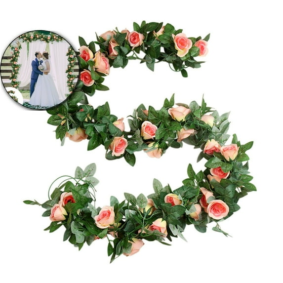 VQPeo Artificial Flower Vines Garland, Faux Leaf Wedding Arch Decor, Valentine’s Day Simulated Floral Strand for Romantic Home & Outdoor Celebrations