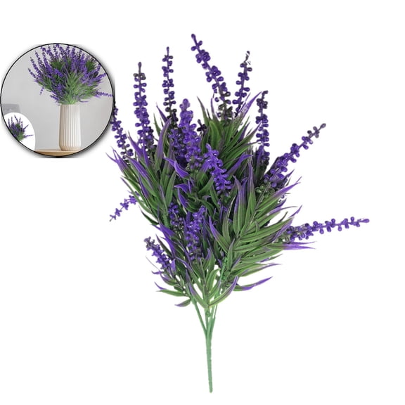VQPeo Artificial Flowers Fake Outdoor Plants Faux Lavender Flower Plastic Shrubs Faux Flowers Fake Ferns Winter Artificial Fowers for Outdoors Indoor Outside Hanging Decorations