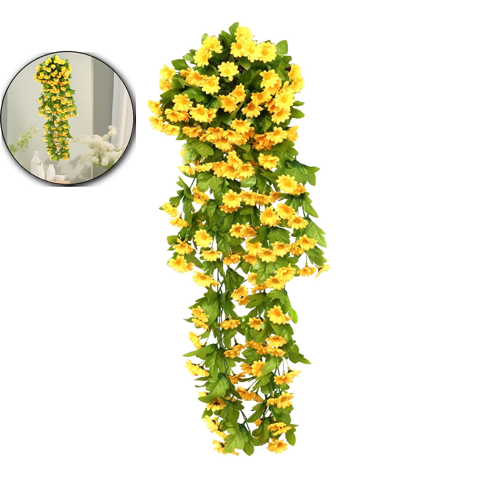 VQPeo Artificial Hanging Flowers Fake Hanging Daisy Flowers Bouquet ...