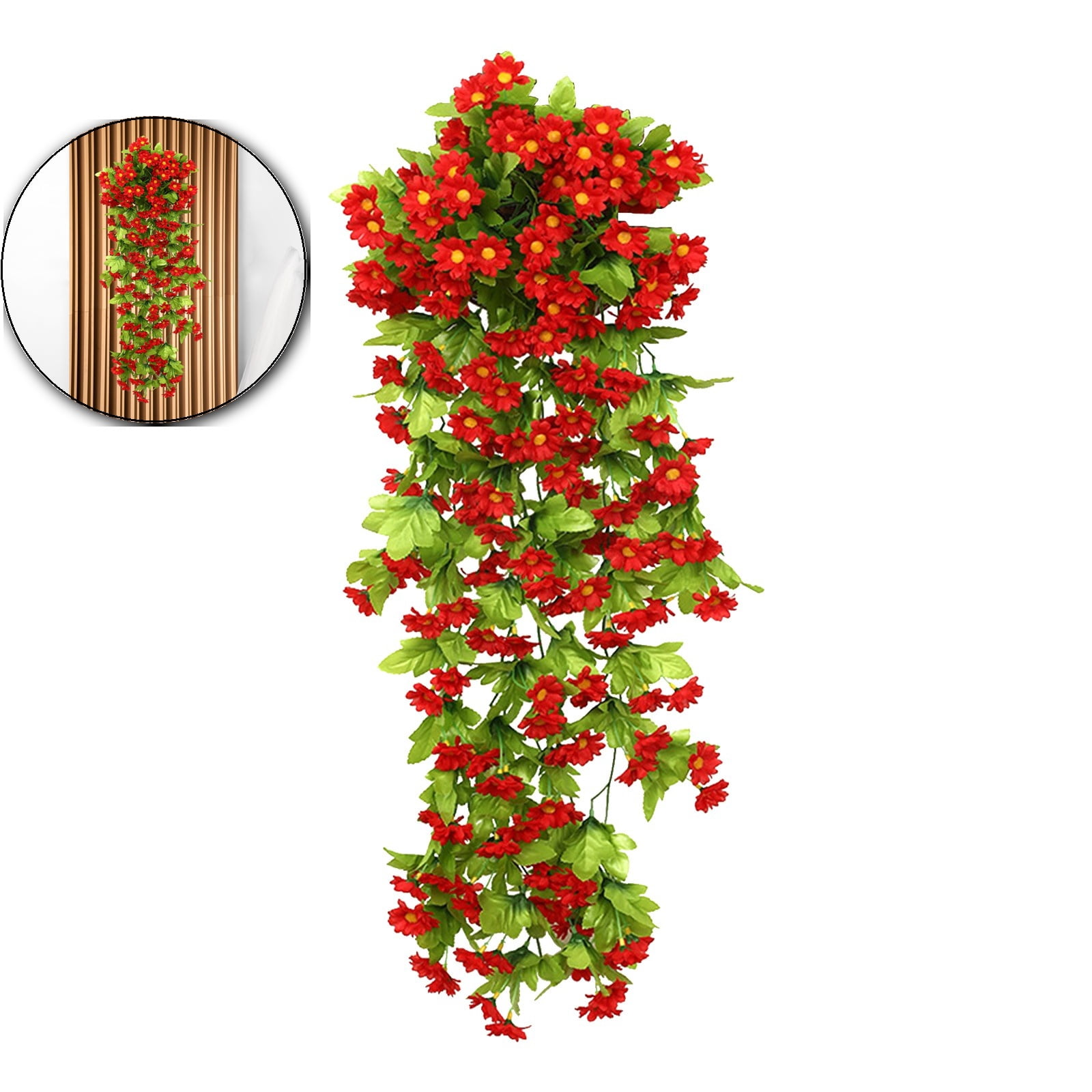 VQPeo Artificial Hanging Flowers Fake Hanging Daisy Flowers Bouquet ...