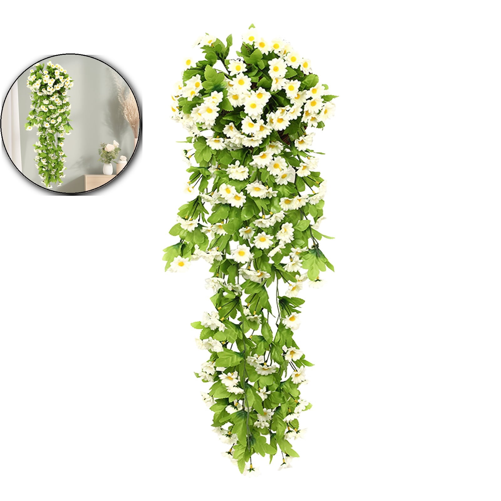 VQPeo Artificial Hanging Flowers Fake Hanging Daisy Flowers Bouquet ...