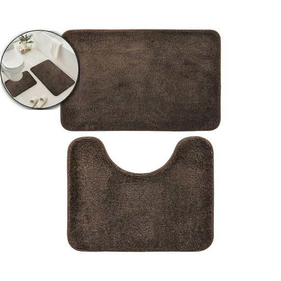 VQPeo Bathroom Rugs Set 2 Pieces, Thin Bathroom Mats, Toilet Rugs, Quick Dry, Machine Washable, Low Pile, Absorbent Bath Mats for Home Decor Accessories