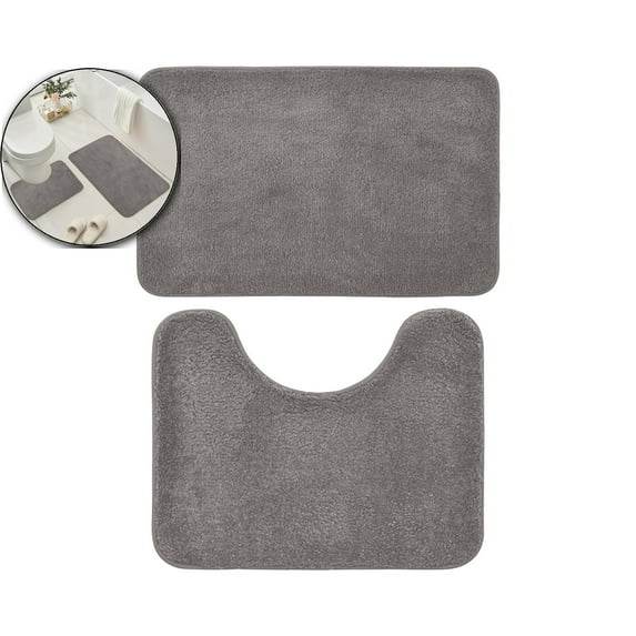 VQPeo Bathroom Rugs Set 2 Pieces, Thin Bathroom Mats, Toilet Rugs, Quick Dry, Machine Washable, Low Pile, Absorbent Bath Mats for Home Decor Accessories