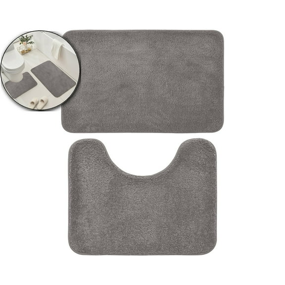 VQPeo Bathroom Rugs Set 2 Pieces, Thin Bathroom Mats, Toilet Rugs, Quick Dry, Machine Washable, Low Pile, Absorbent Bath Mats for Home Decor Accessories
