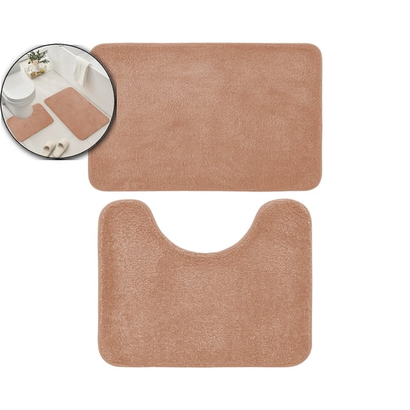 VQPeo Bathroom Rugs Set 2 Pieces, Thin Bathroom Mats, Toilet Rugs, Quick Dry, Machine Washable, Low Pile, Absorbent Bath Mats for Home Decor Accessories