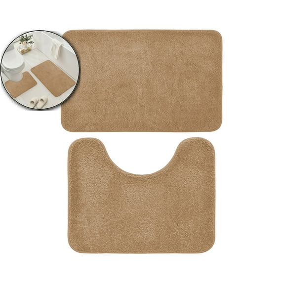 VQPeo Bathroom Rugs Set 2 Pieces, Thin Bathroom Mats, Toilet Rugs, Quick Dry, Machine Washable, Low Pile, Absorbent Bath Mats for Home Decor Accessories
