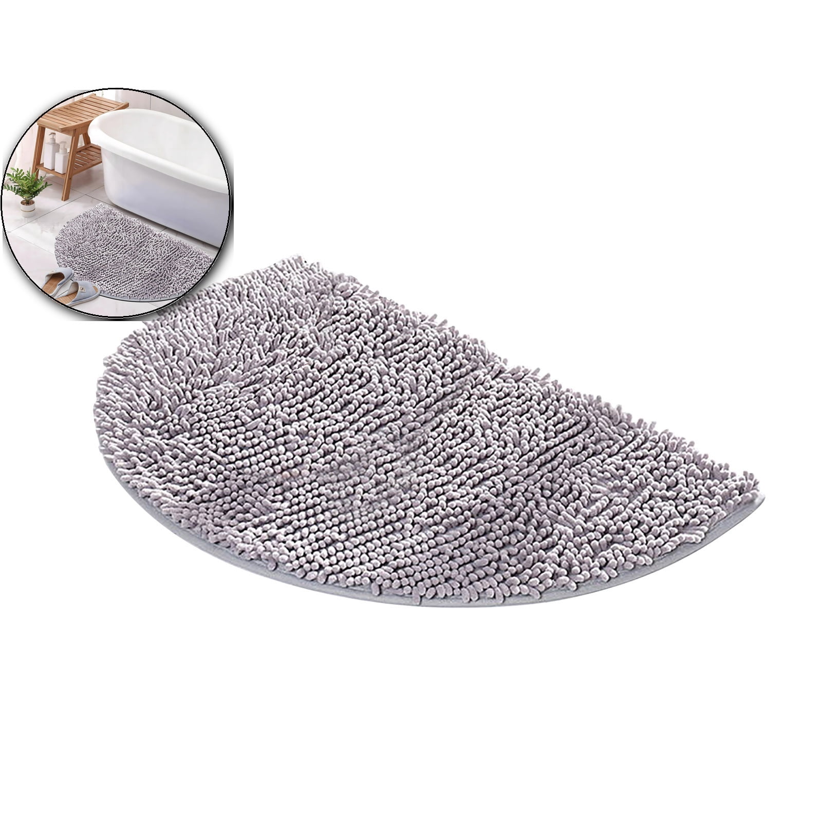 VQPeo Bathroom Rugs Thickened Plush Semi-Circular Bath Mat Water ...
