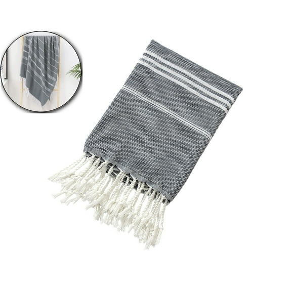 VQPeo Beach Towel 35.4x70.9in - Soft, Absorbent Woven Bath Towel with Tassel Fringe, Striped Design, Lightweight & Quick-Dry for Beach, Pool, Travel or Shawl