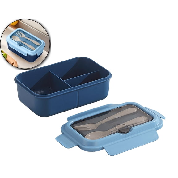 VQPeo Bento Box for Adult, Lunch Containers for Adults, LeakProof Lunch Box with Utensils, BPA Free, 3 Compartment Bento Box Microwave Safe