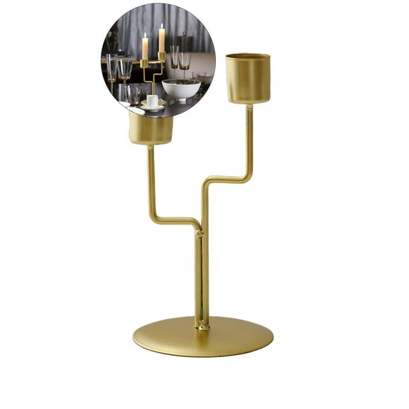 VQPeo Candle Holders Decorative Taper Candle Stands Metal Home Decor for Wedding Dining Party Anniversary(Gold)