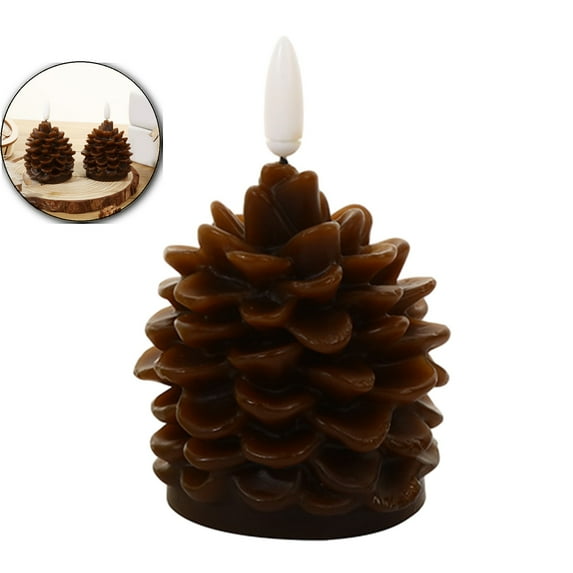 VQPeo Christmas Pinecone Candles Flameless Acorn Decor LED Pinecone Candle Unscented Battery Operated Candle for Thanksgiving Christmas Winter Holiday Decoration