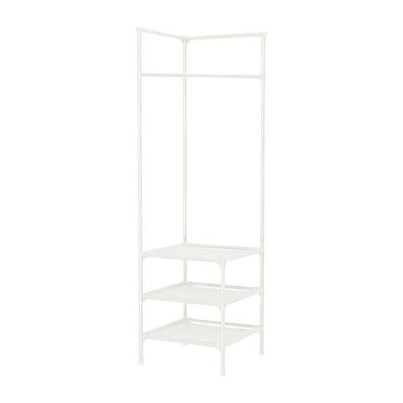 VQPeo Coat Rack Freestanding Closet Organizer,Simple Hall Tree with 2 Storage Shelves, Corner Storage Organizer, for Entryway, Bedroom