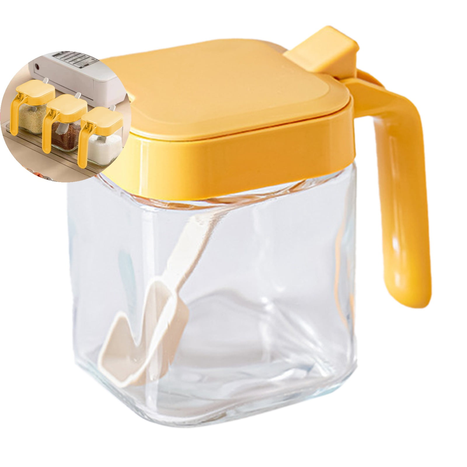 VQPeo Condiment Jar Spice Container with Lids and Spoons, Kitchen Spice ...