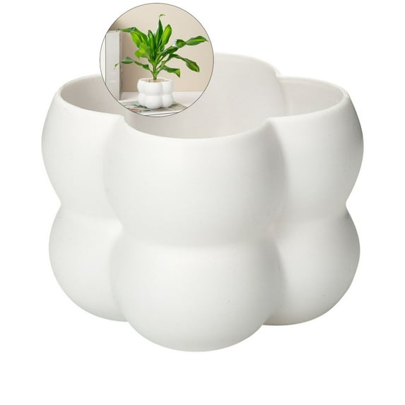 VQPeo Cylindrical Planters, Indoor Textured Flower Pots with Drainage Holes, for Home & Garden Decor, Durable Plastic Construction, Easy to Move, Modern Design