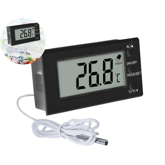 VQPeo Digital Oven Thermometer -58°F to 572°F/-50°C-300°C, Thermometer with Probe, High Low Temperature Alarm, LCD, Battery Powered