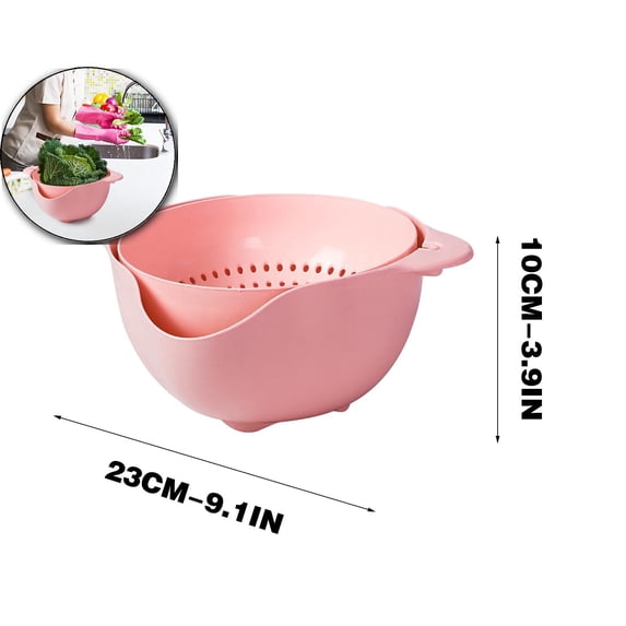 VQPeo Double Drainer Basket, Double Rotatable Colander, Vegetable Strainer, Fruit Wash Bowl, Kitchen Sink Drainer Strainer