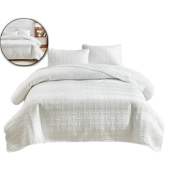 VQPeo Double Sided Washed Quilted Bed Cover Set (3 Pcs) – Solid Color Comforter Cover with 2 Pillowcases (20x26 inch) – Soft, Breathable Polyester Bedding for All Seasons