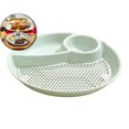 thumbnail image 1 of VQPeo Draining Dumpling Plate Kitchen Draining Plate Round Plastic Plate for Dumplings Snacks Fruit Sauce Compartment, 1 of 5