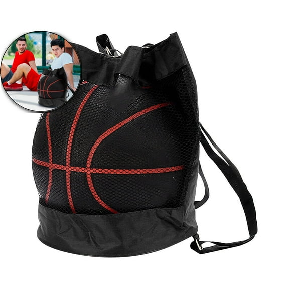 VQPeo Drawstring Basketball Backpack, Foldable Soccer Backpack Gym Bag Sports Sack with Detachable Ball Mesh Bag for Volleyball Baseball Yoga