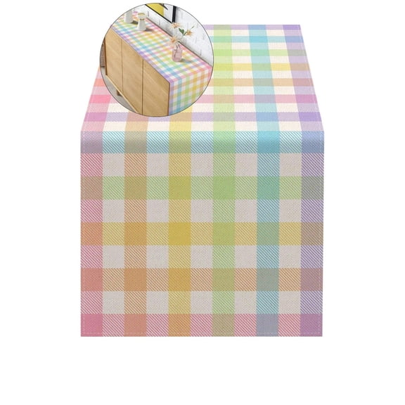 VQPeo Easter Buffalo Plaid Check Table Runner for Spring Holiday Farmhouse Decor - Perfect for Fireplace, Kitchen, Dining Room Home Party