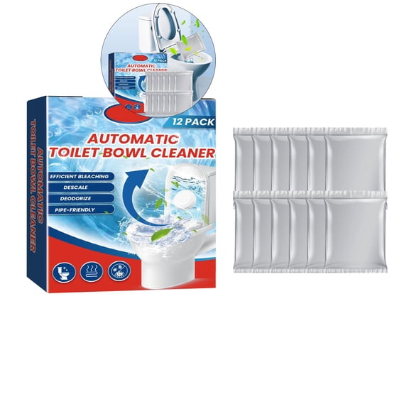VQPeo Effervescent Toilet Cleaning Tablets - 12 Pack - Dissolves Hard Stains & Limescale, Foaming Action for Decontamination & Deodorization