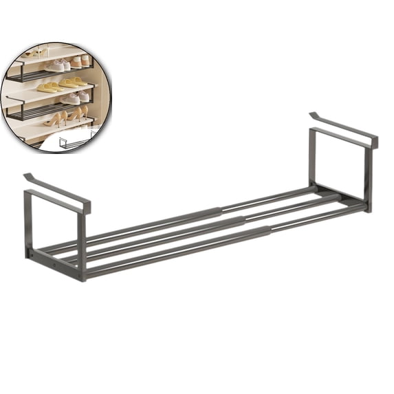VQPeo Expandable Shoe Rack Organizer - Adjustable Shoe Rack & Under Cabinet Shelf - for Shoe or Clothing Storage and Organization, Under Shelf Storage