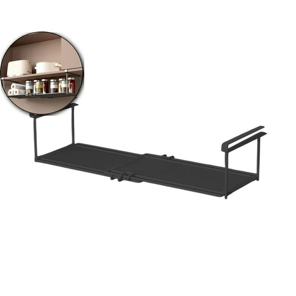 VQPeo Expandable under Shelf Storage Basket Hanging Organizer for Kitchen Pantry Cabinet Tidy Metal Storage Baskets(Black)