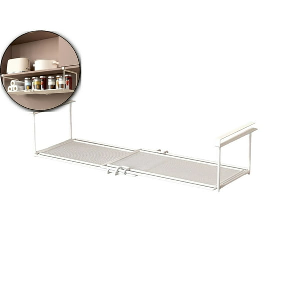 VQPeo Expandable under Shelf Storage Basket Hanging Organizer for Kitchen Pantry Cabinet Tidy Metal Storage Baskets(White)