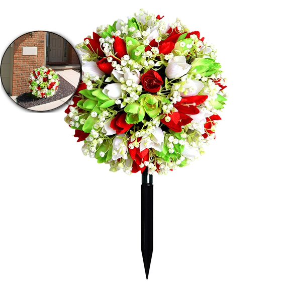 VQPeo Fake Tree Rose Ball Tree Outdoor Decoration Fashionable Scene Arrangement Decoration Simulation Flower