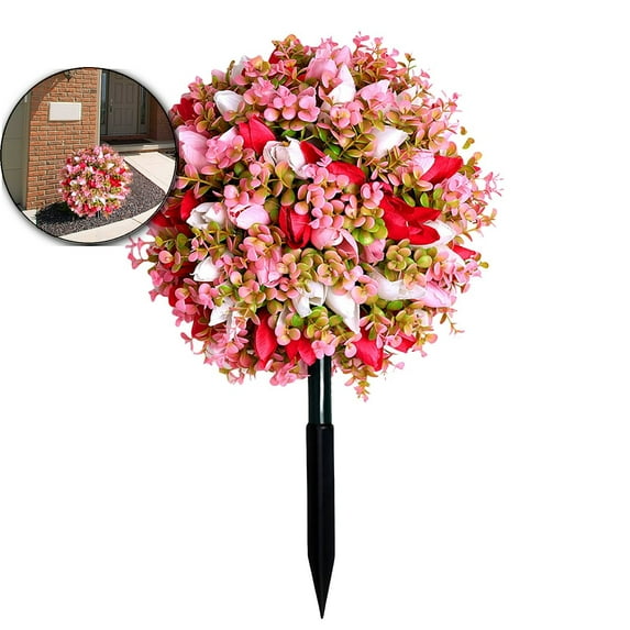 VQPeo Fake Tree Rose Ball Tree Outdoor Decoration Fashionable Scene Arrangement Decoration Simulation Flower