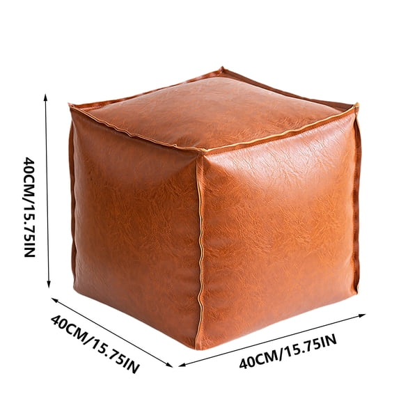 VQPeo Faux Leather Ottoman Cover, Unstuffed Style Footrest Cover for Storage, Indoor Outdoor Use, Easy to Fill, Comfortable and Durable, Perfect for Home Decor