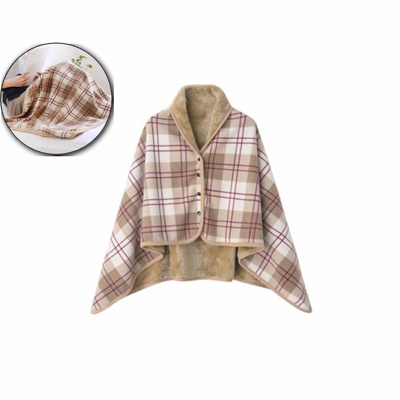 VQPeo Flannel Blanket Shawl 31.4x53.1 Inch – Soft Thickened Button Blanket – Cozy Nap, Travel & Outdoor Wrap